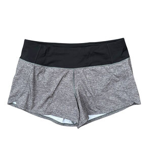 Lululemon Womens Shorts Run Times Lined 4" Heather Lux Multi Black Gray Sz. 8